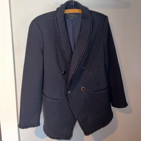Ann Taylor Navy Blue Tweed Blazer - Picture 3 of 5